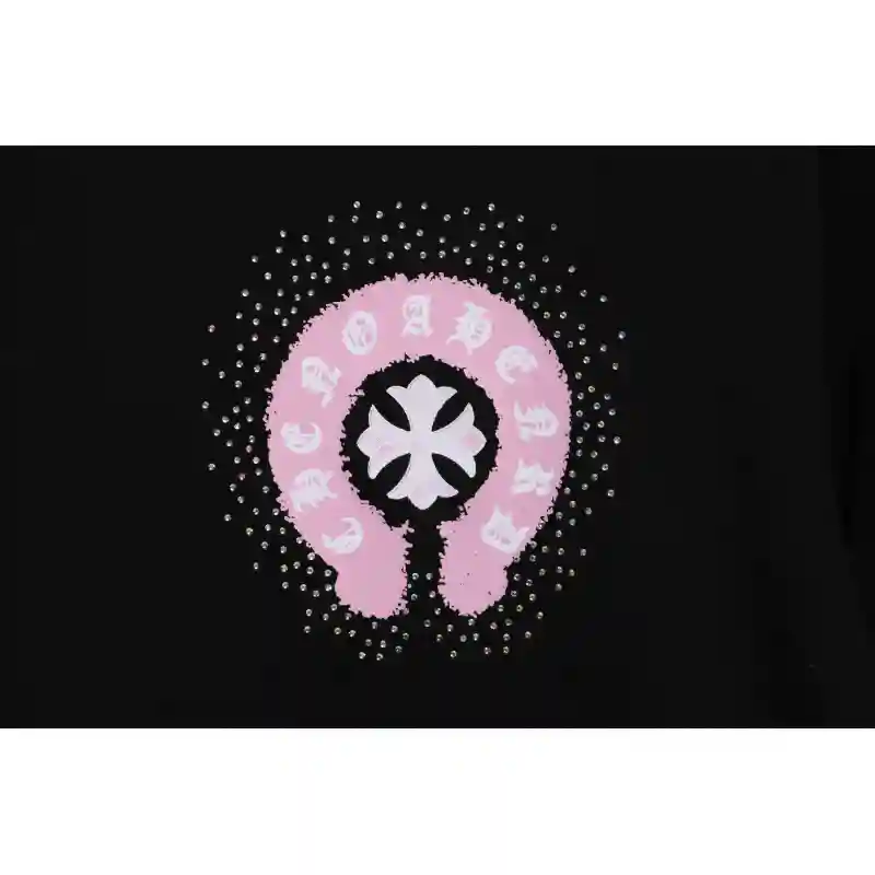 Chrome Hearts Colored Rhinestone Washed Short Sleeve Black