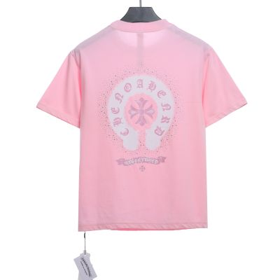 Chrome Hearts Colored Rhinestone Washed Short Sleeve Pink 02