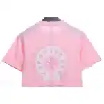 Chrome Hearts Colored Rhinestone Washed Short Sleeve Pink
