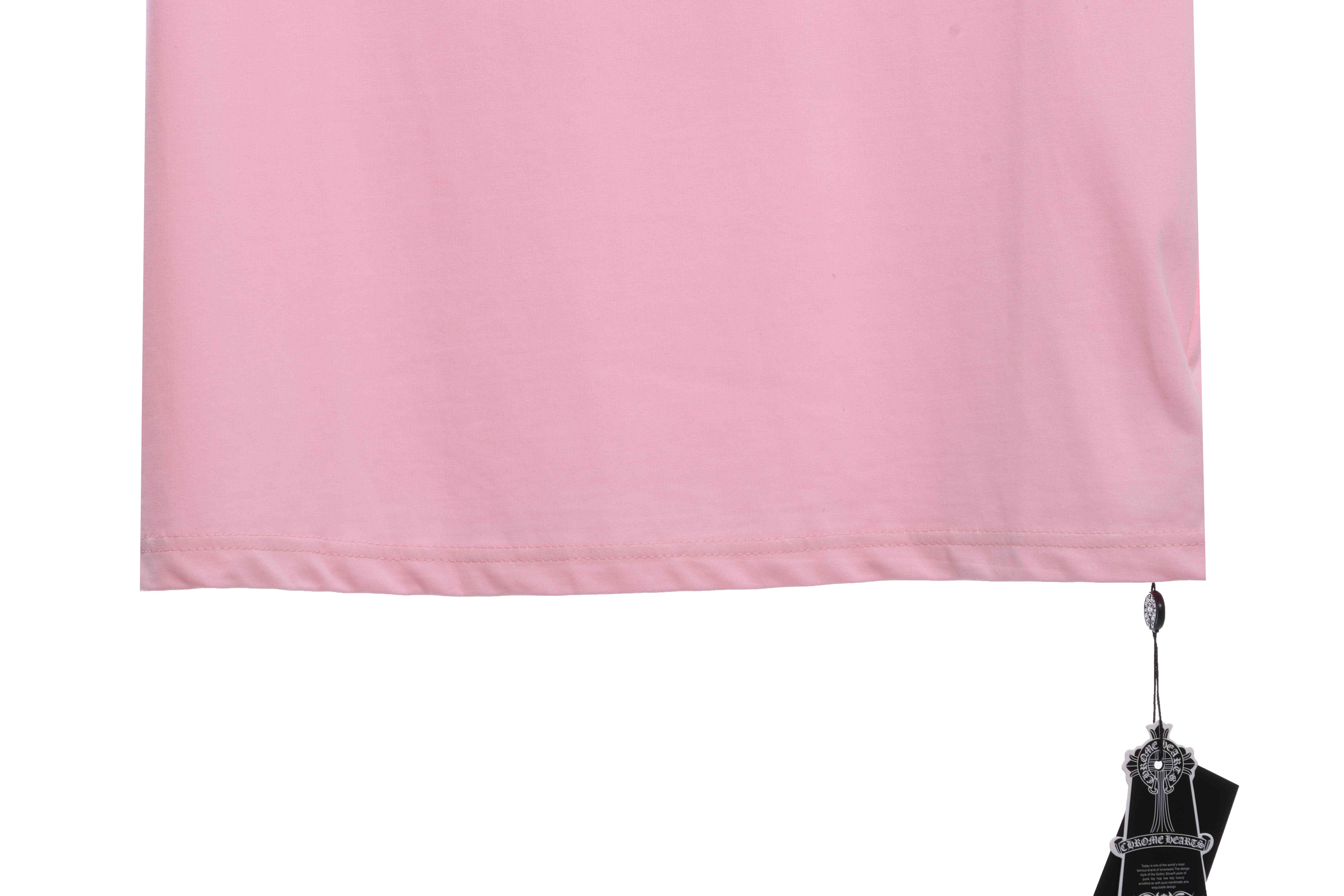 Chrome Hearts Colored Rhinestone Washed Short Sleeve Pink