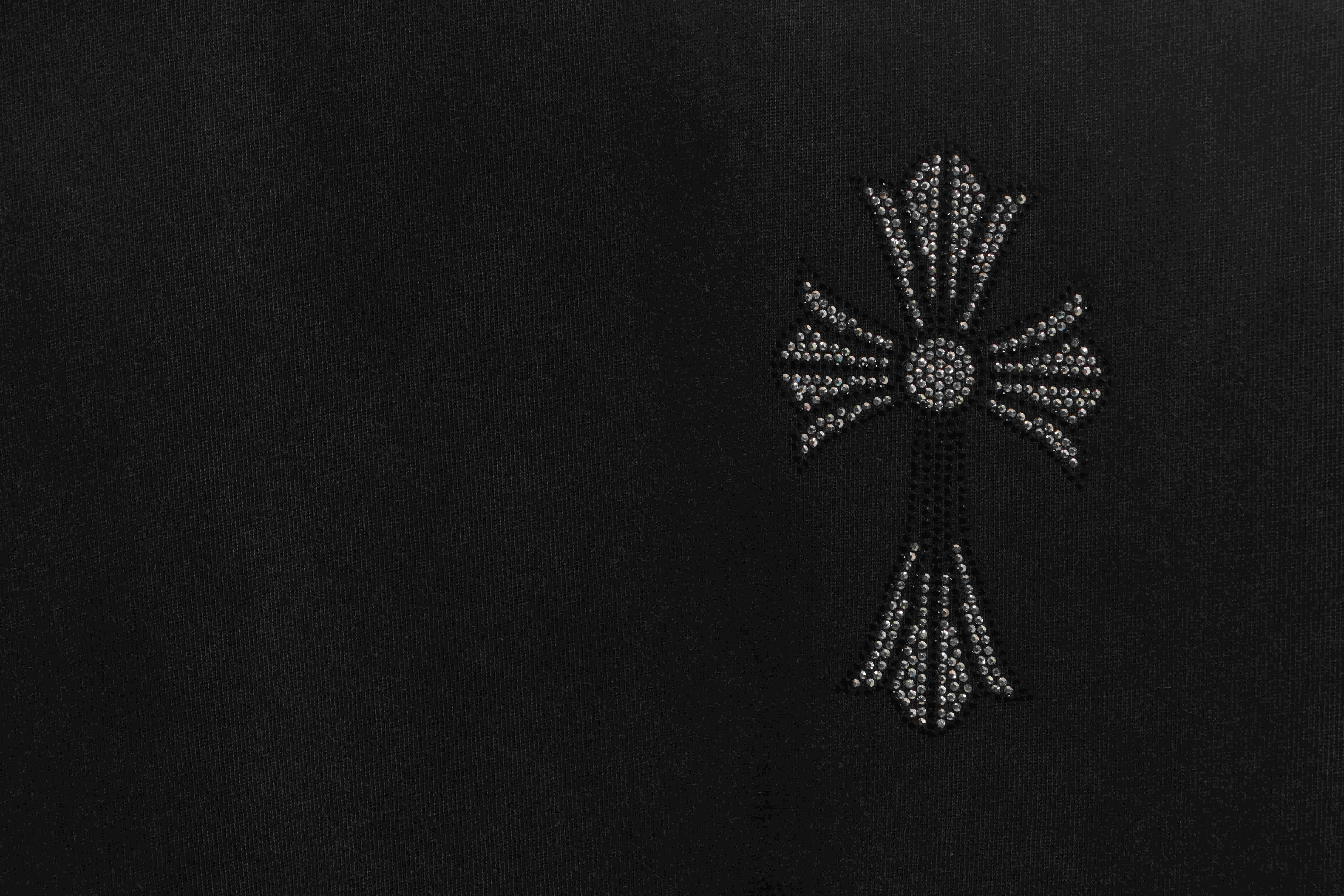 Chrome Hearts Colorful Cross Rhinestone Short Sleeve Black