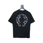 Chrome Hearts Colorful Horseshoe Embroidered Short Sleeve Black
