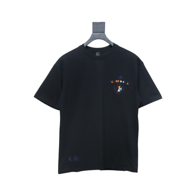 Chrome Hearts Colorful Horseshoe Embroidered Short Sleeve Black