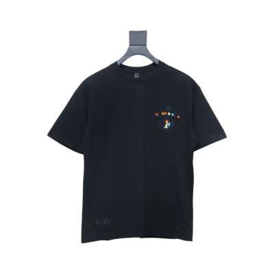 Chrome Hearts Colorful Horseshoe Embroidered Short Sleeve Black 01