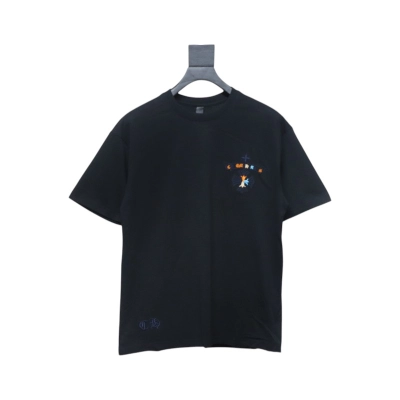 Chrome Hearts Colorful Horseshoe Embroidered Short Sleeve Black 01