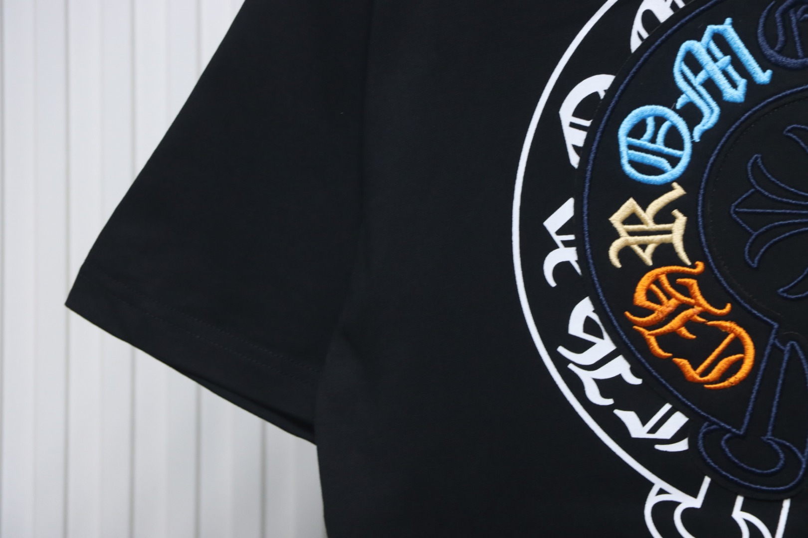 Chrome Hearts Colorful Horseshoe Embroidered Short Sleeve Black