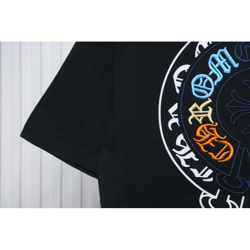 Chrome Hearts Colorful Horseshoe Embroidered Short Sleeve Black