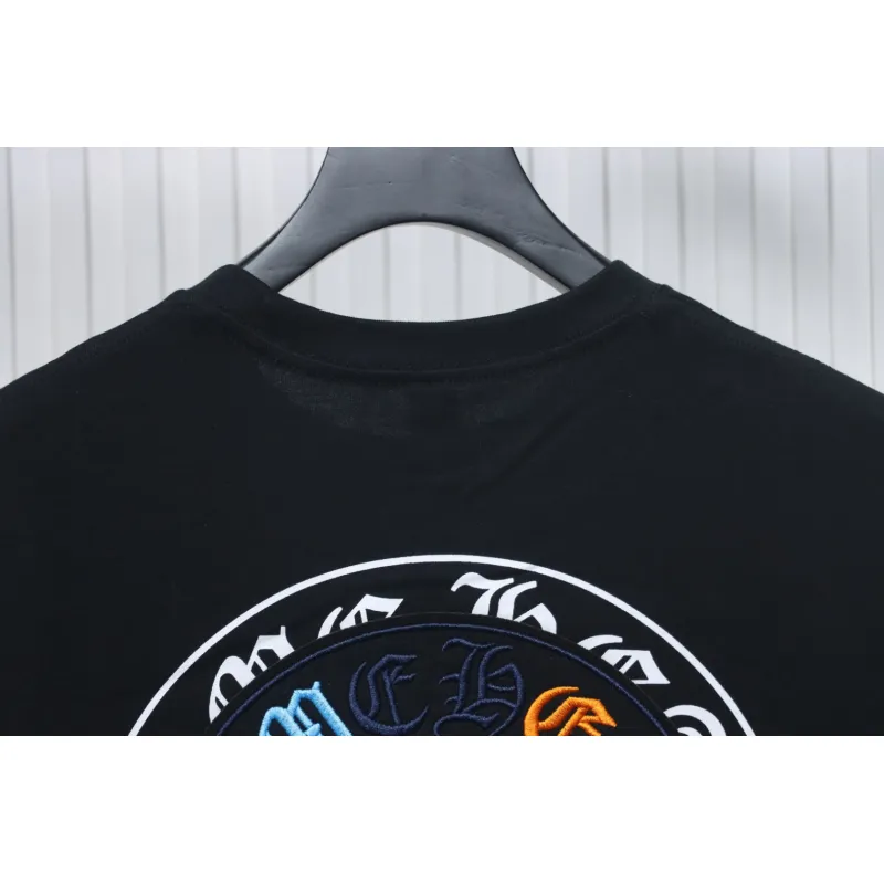 Chrome Hearts Colorful Horseshoe Embroidered Short Sleeve Black