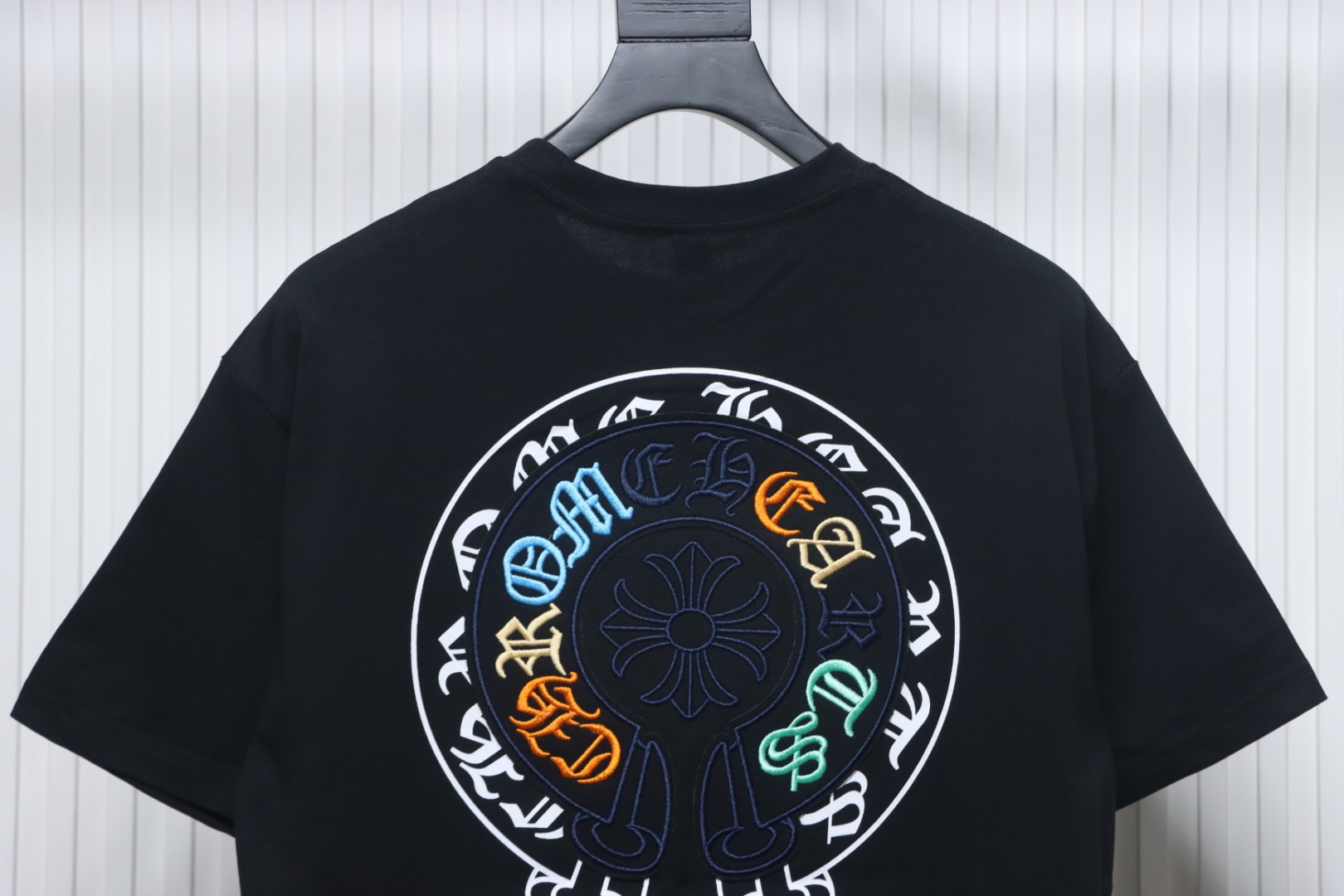 Chrome Hearts Colorful Horseshoe Embroidered Short Sleeve Black