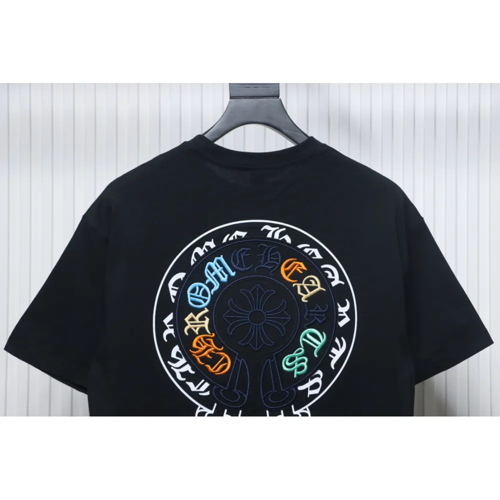 Chrome Hearts Colorful Horseshoe Embroidered Short Sleeve Black