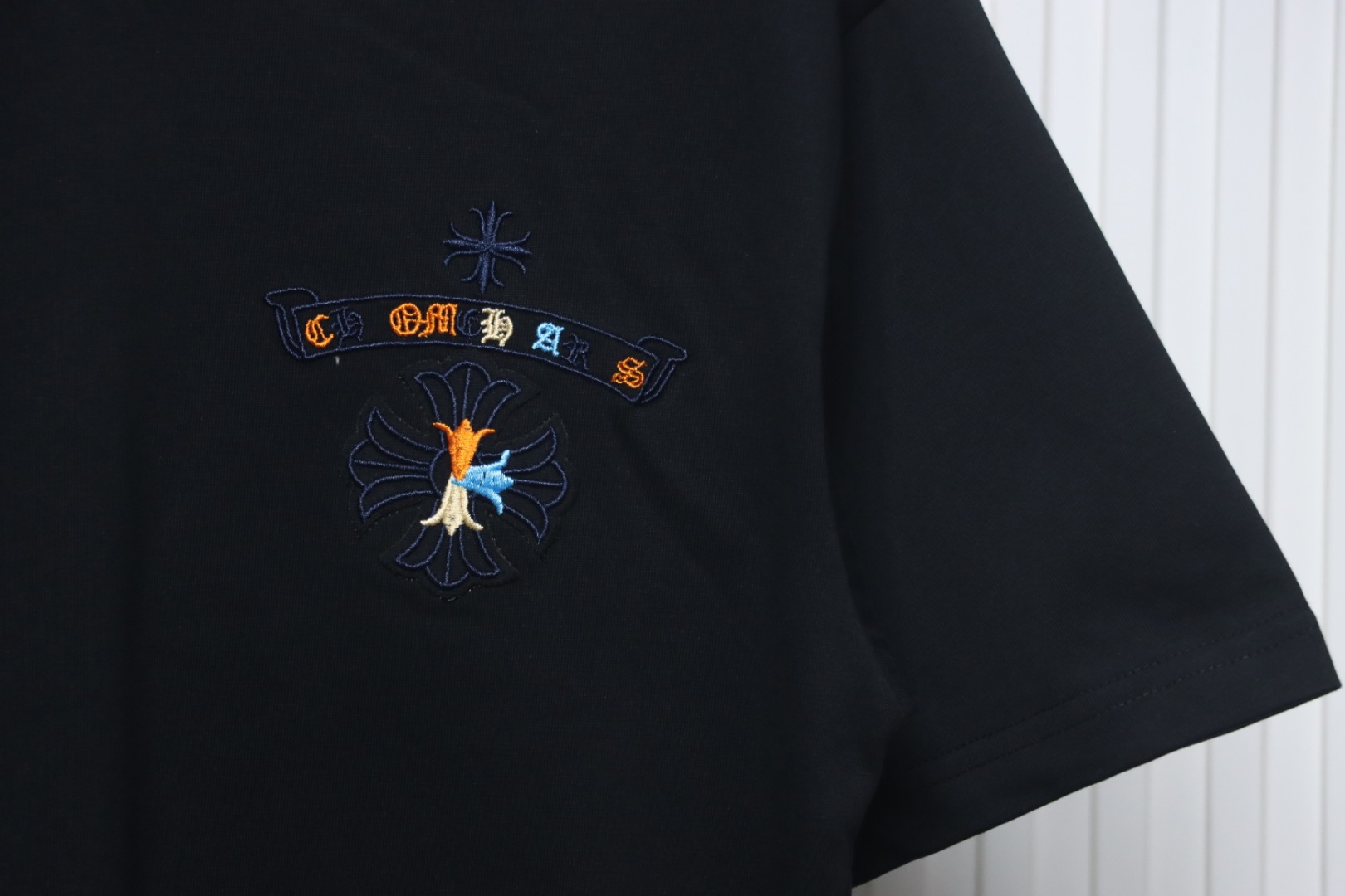 Chrome Hearts Colorful Horseshoe Embroidered Short Sleeve Black