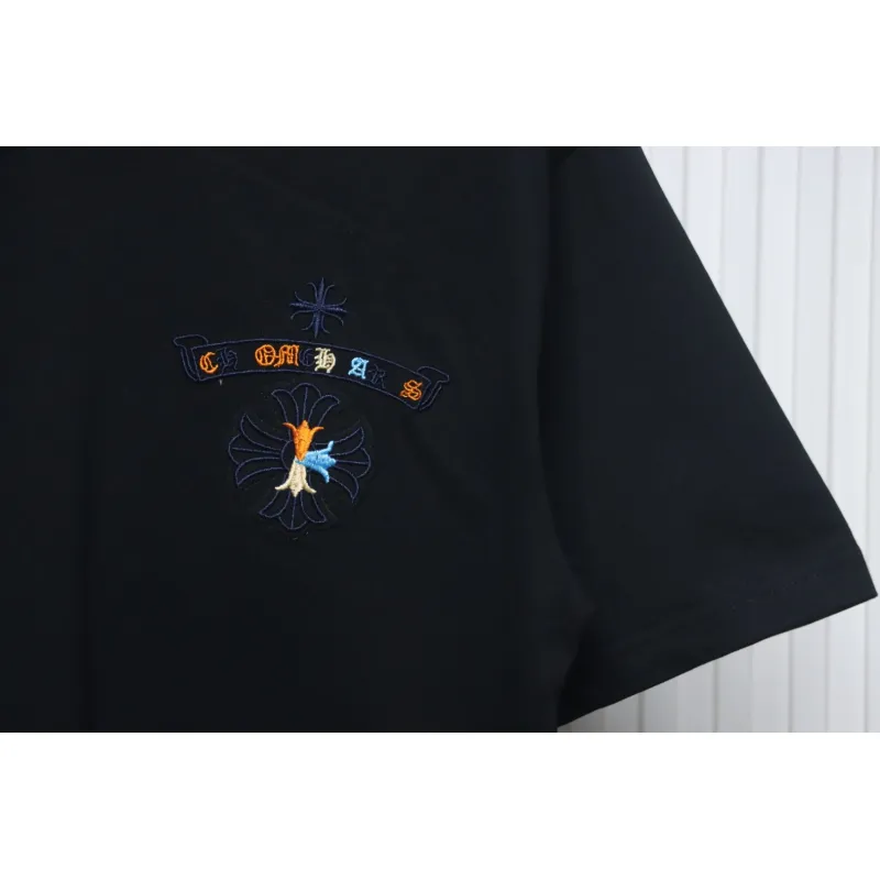 Chrome Hearts Colorful Horseshoe Embroidered Short Sleeve Black