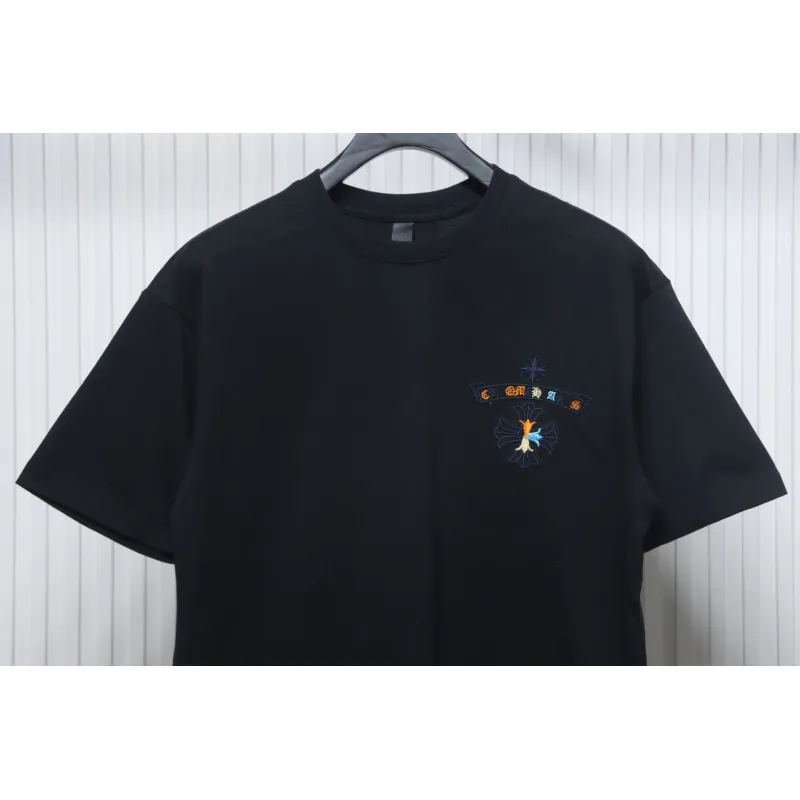 Chrome Hearts Colorful Horseshoe Embroidered Short Sleeve Black