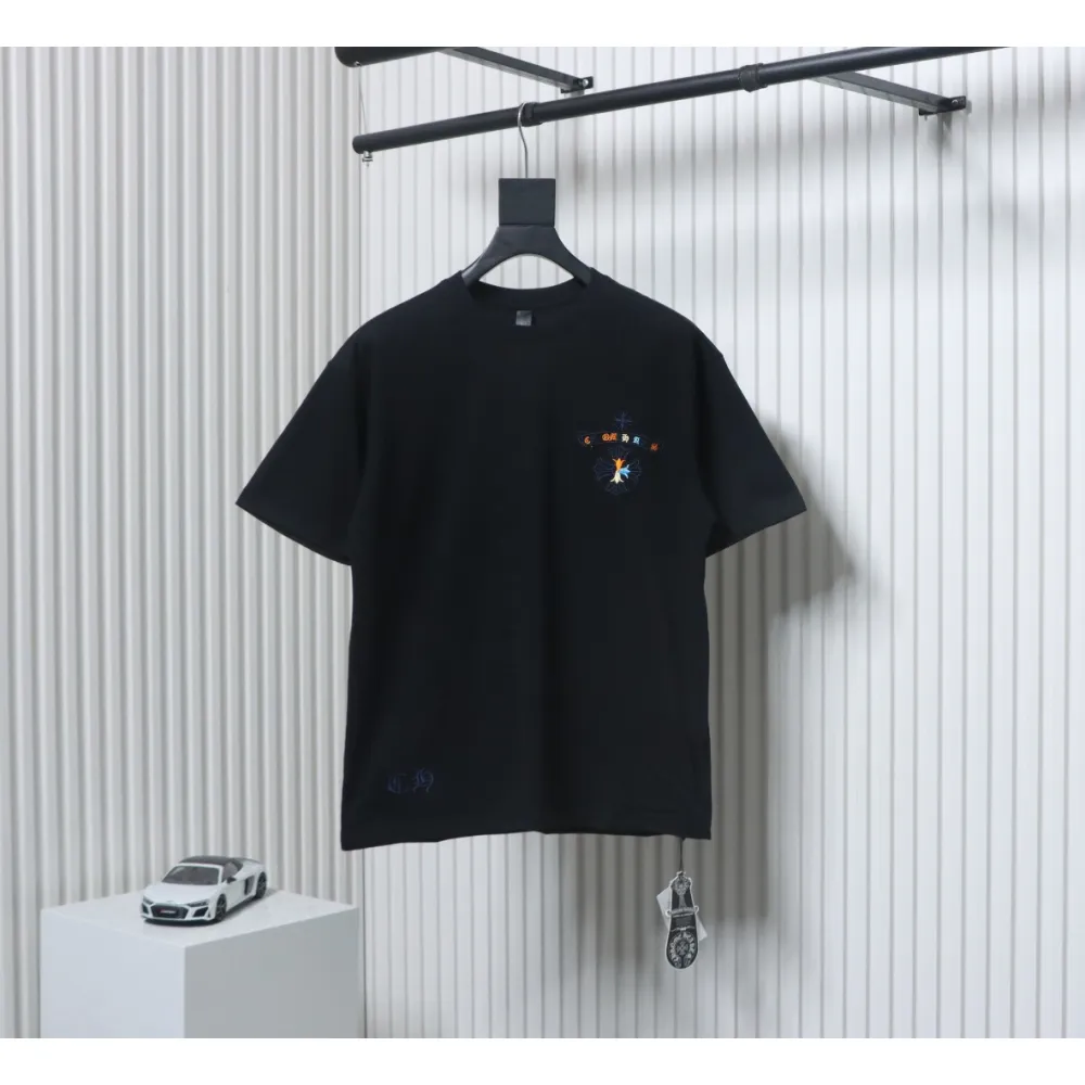 Chrome Hearts Colorful Horseshoe Embroidered Short Sleeve Black