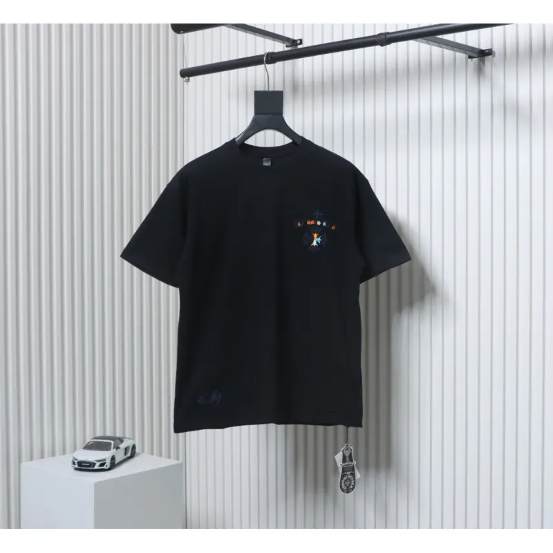 Chrome Hearts Colorful Horseshoe Embroidered Short Sleeve Black