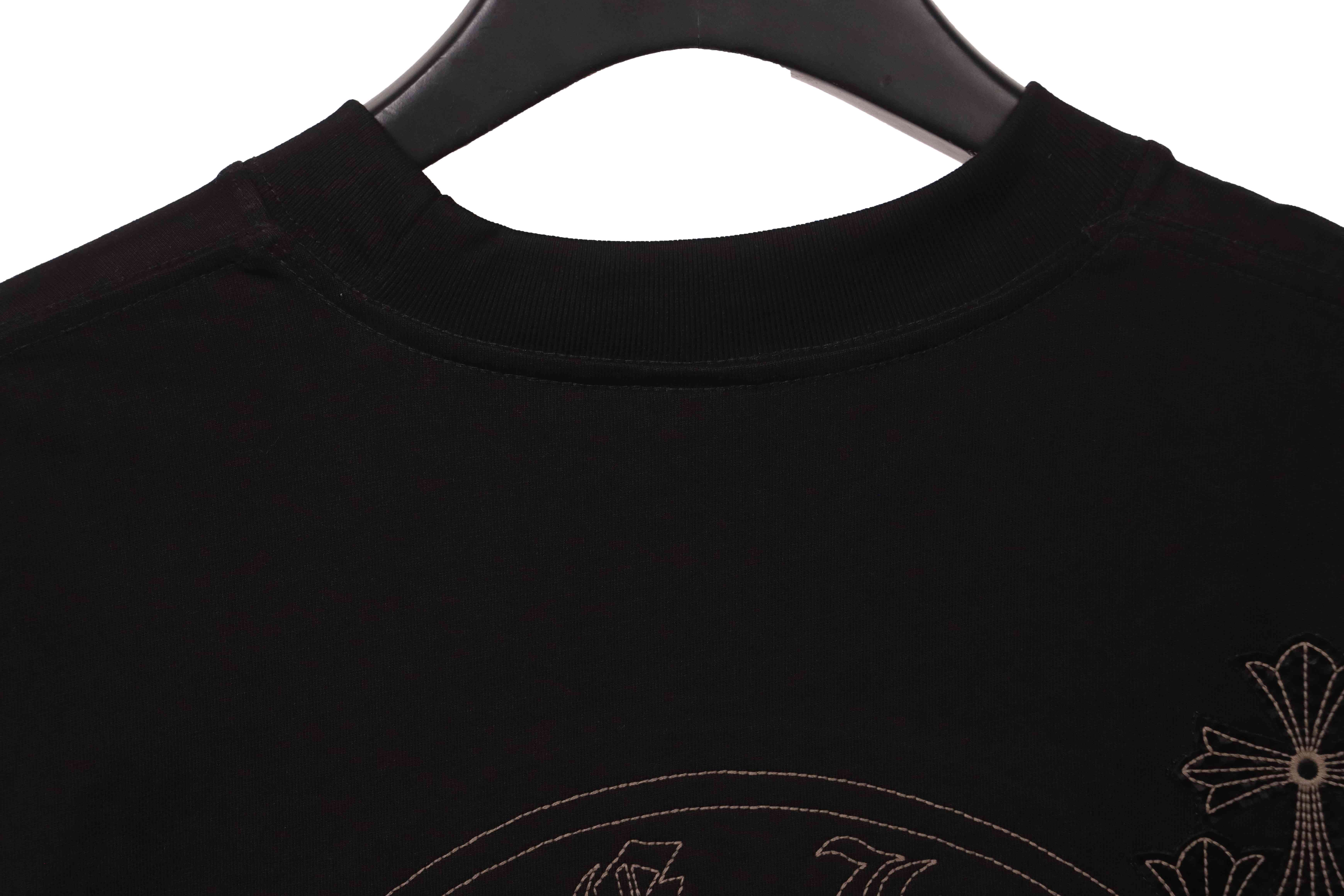 Chrome Hearts Cross Embroidered Horseshoe Patch Short Sleeve Black