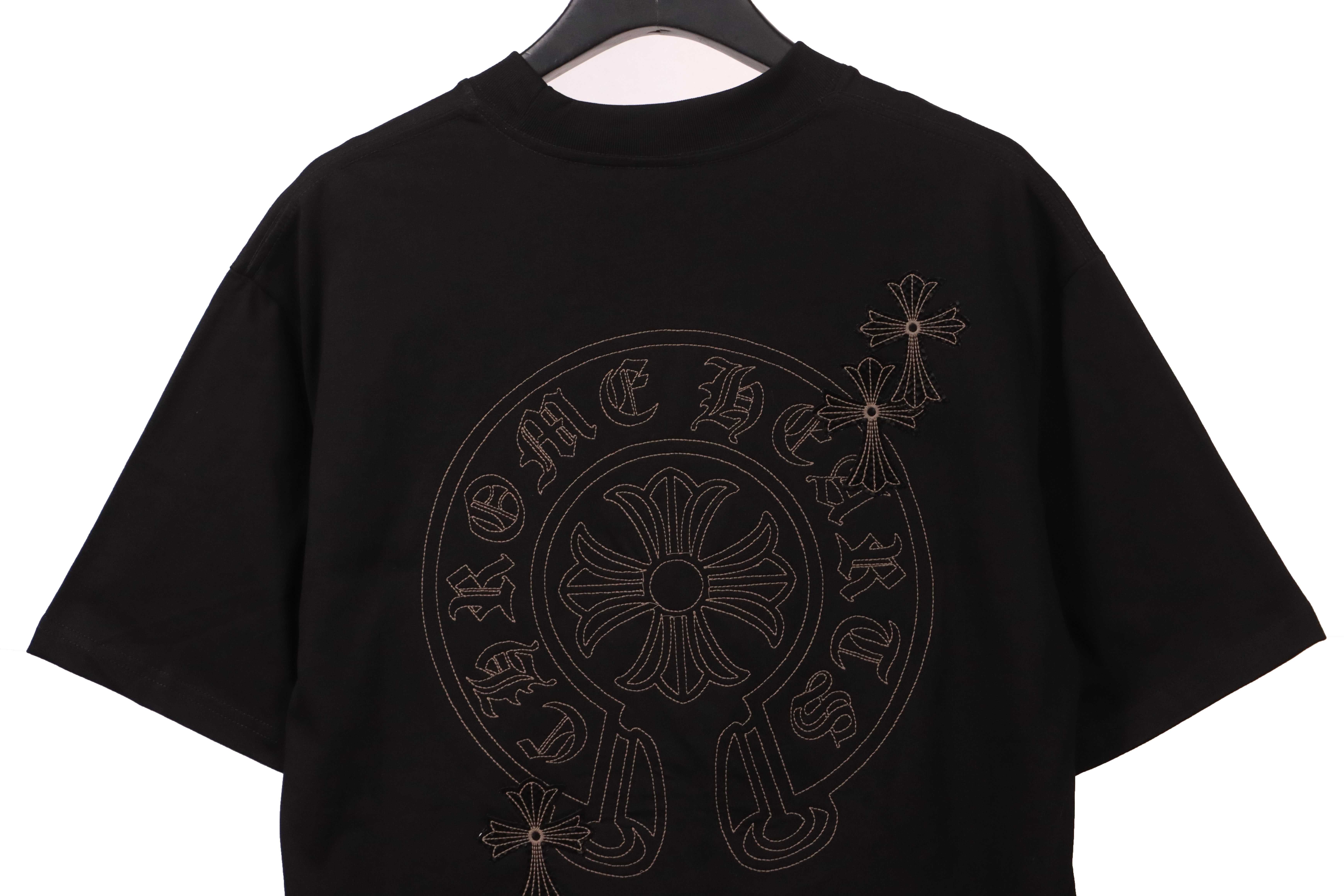 Chrome Hearts Cross Embroidered Horseshoe Patch Short Sleeve Black