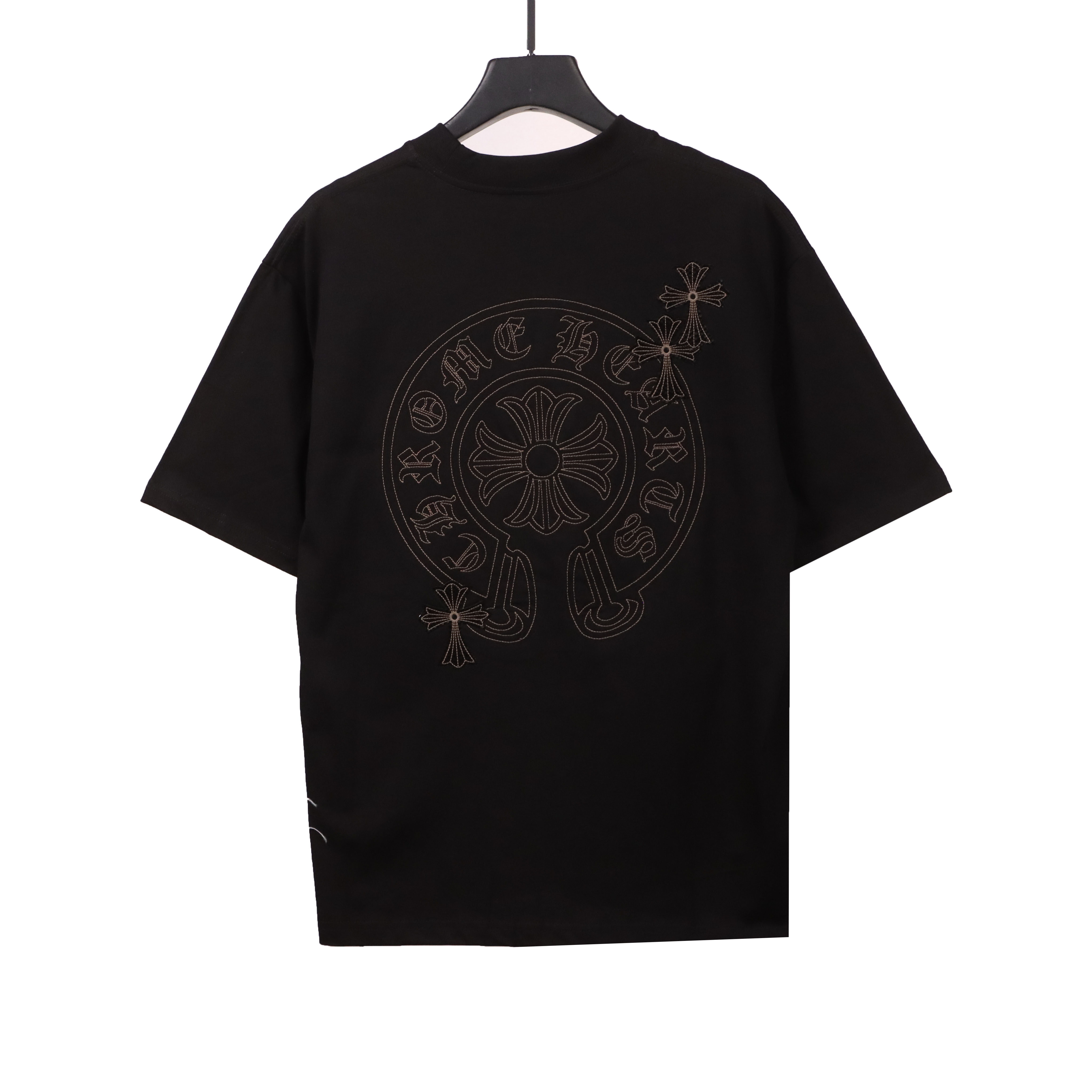 Chrome Hearts Cross Embroidered Horseshoe Patch Short Sleeve Black
