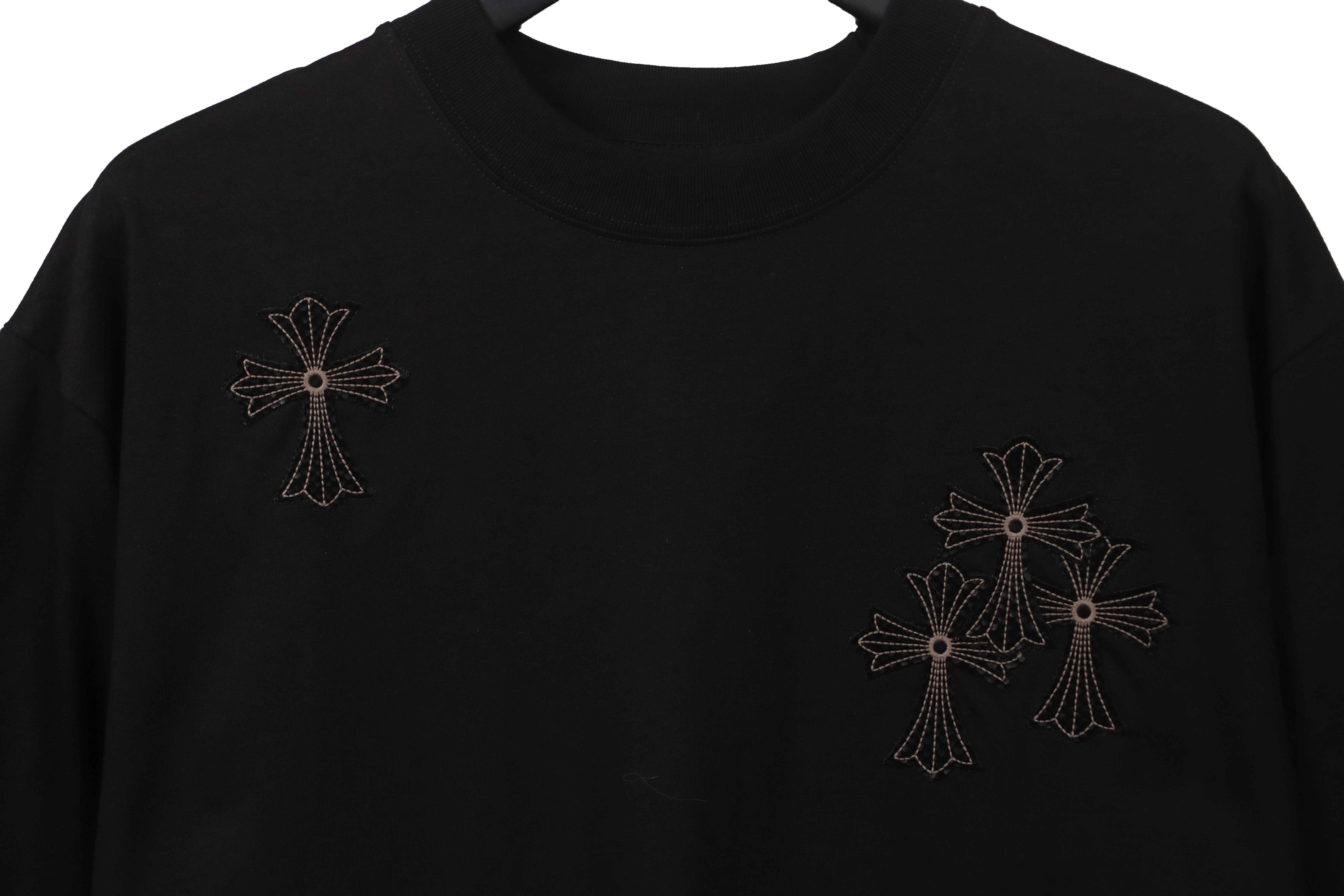 Chrome Hearts Cross Embroidered Horseshoe Patch Short Sleeve Black