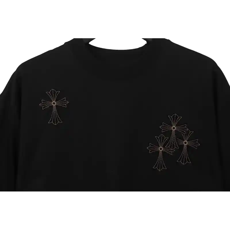 Chrome Hearts Cross Embroidered Horseshoe Patch Short Sleeve Black