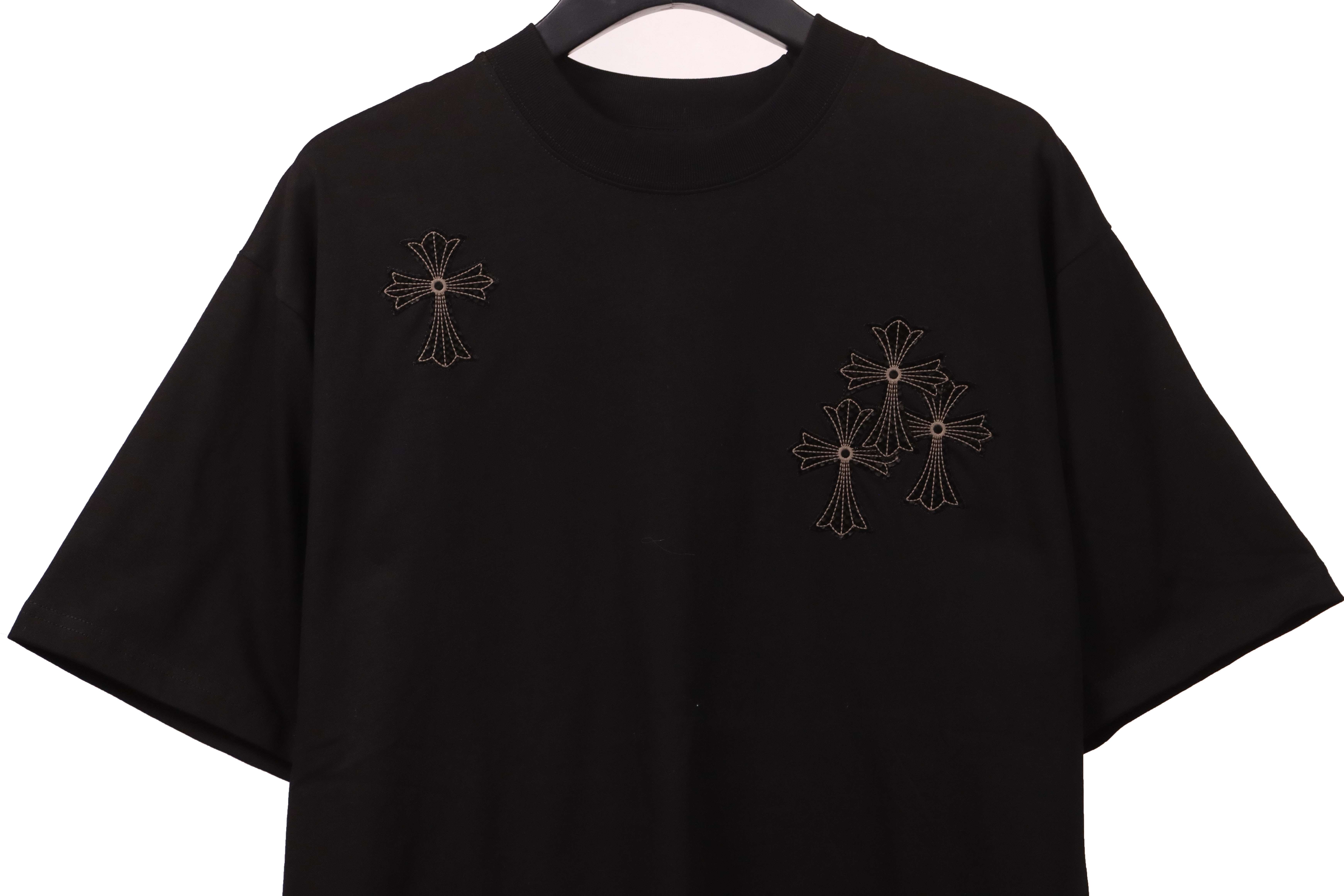 Chrome Hearts Cross Embroidered Horseshoe Patch Short Sleeve Black