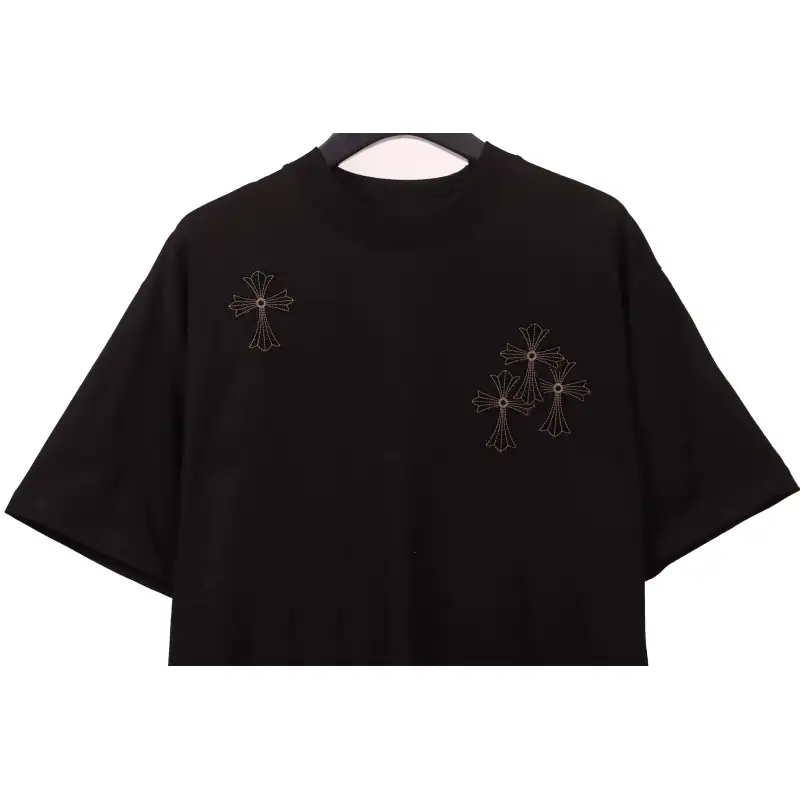 Chrome Hearts Cross Embroidered Horseshoe Patch Short Sleeve Black