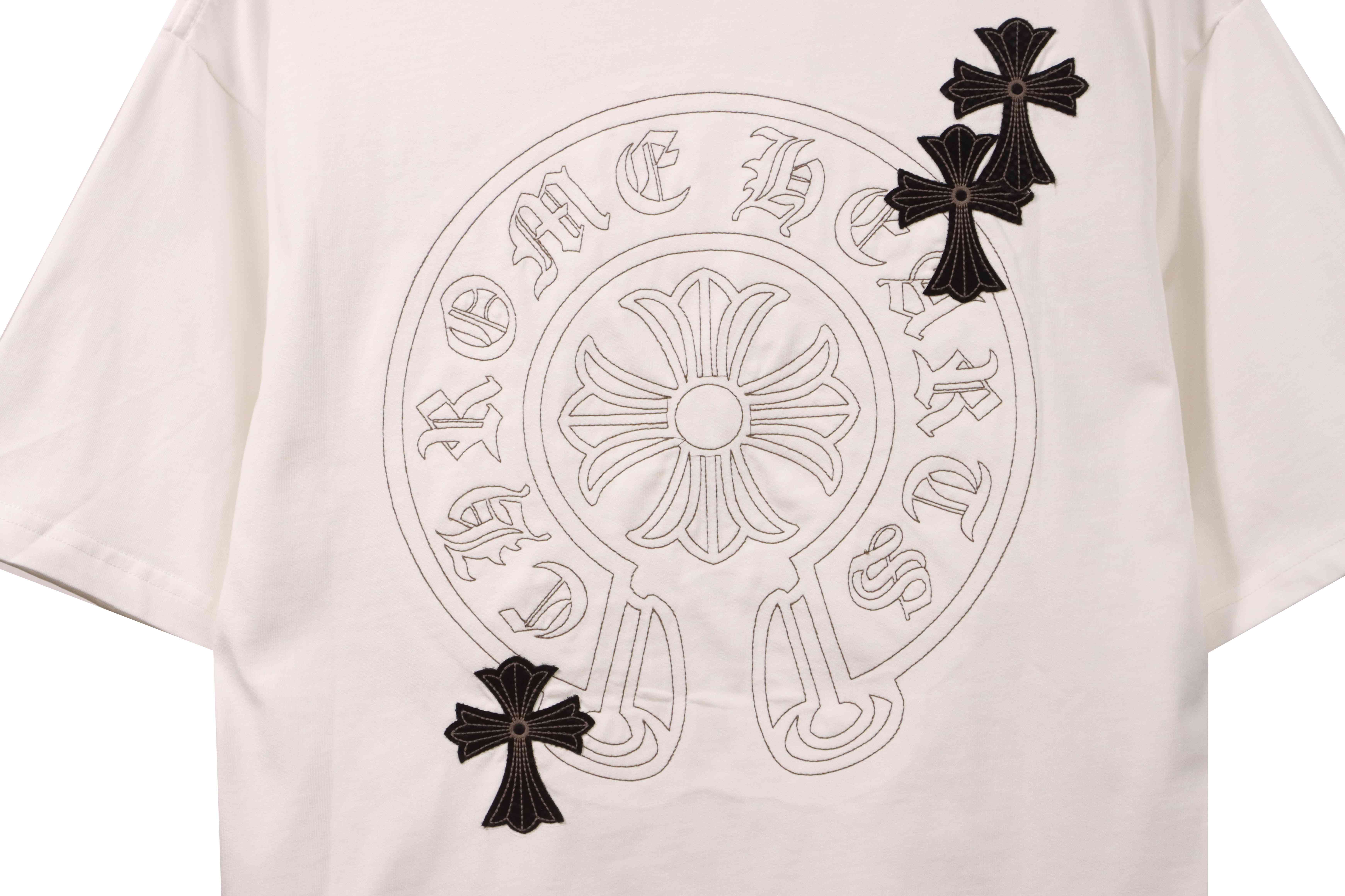 Chrome Hearts Cross Embroidered Horseshoe Patch Short Sleeve White