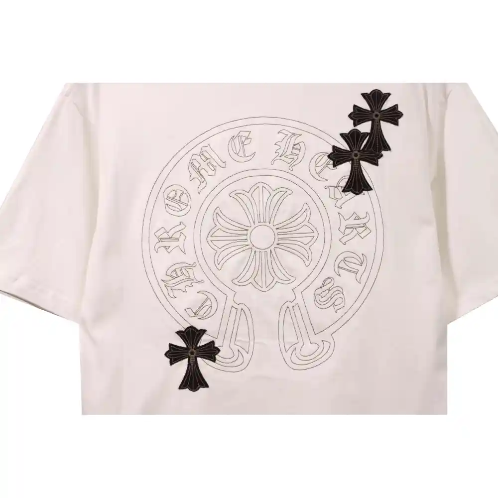 Chrome Hearts Cross Embroidered Horseshoe Patch Short Sleeve White