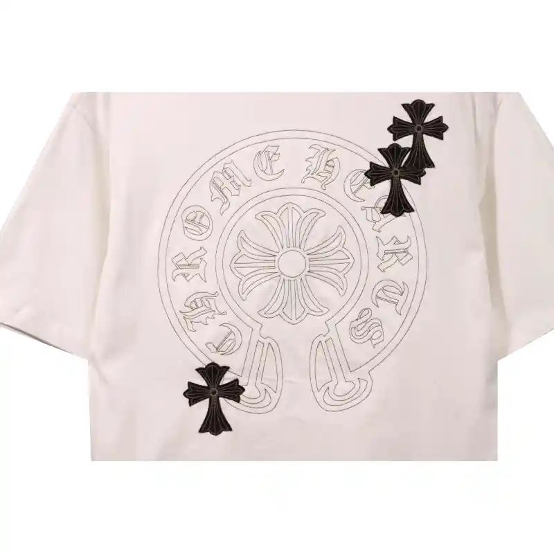 Chrome Hearts Cross Embroidered Horseshoe Patch Short Sleeve White