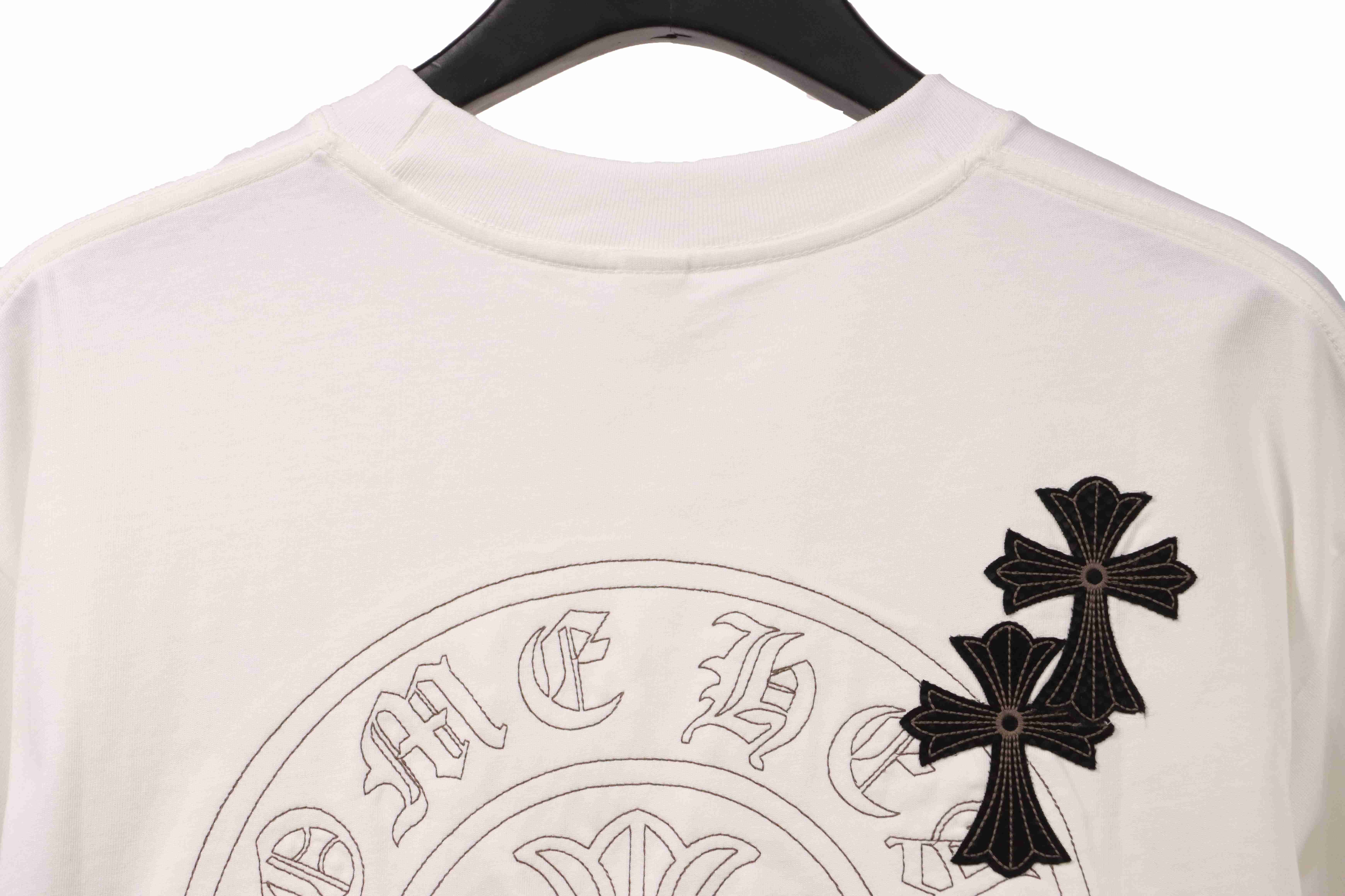 Chrome Hearts Cross Embroidered Horseshoe Patch Short Sleeve White