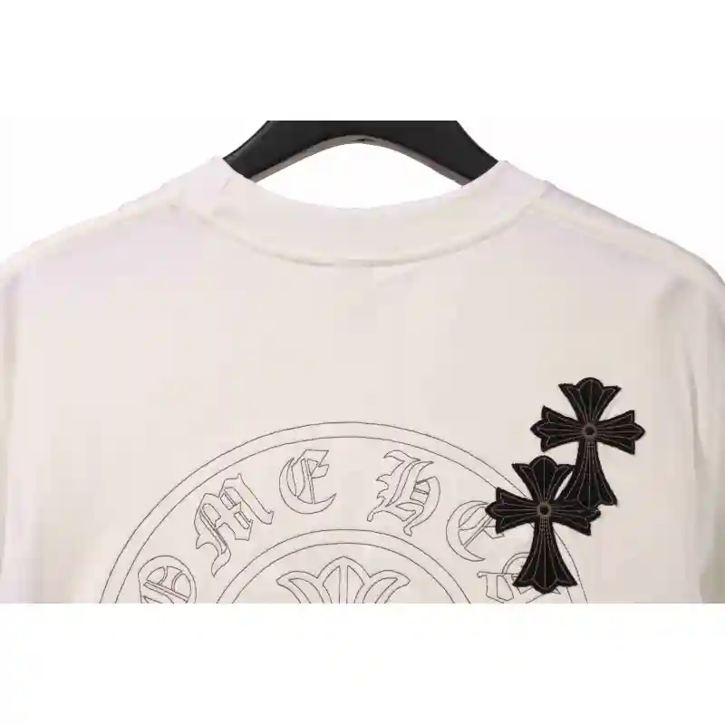 Chrome Hearts Cross Embroidered Horseshoe Patch Short Sleeve White