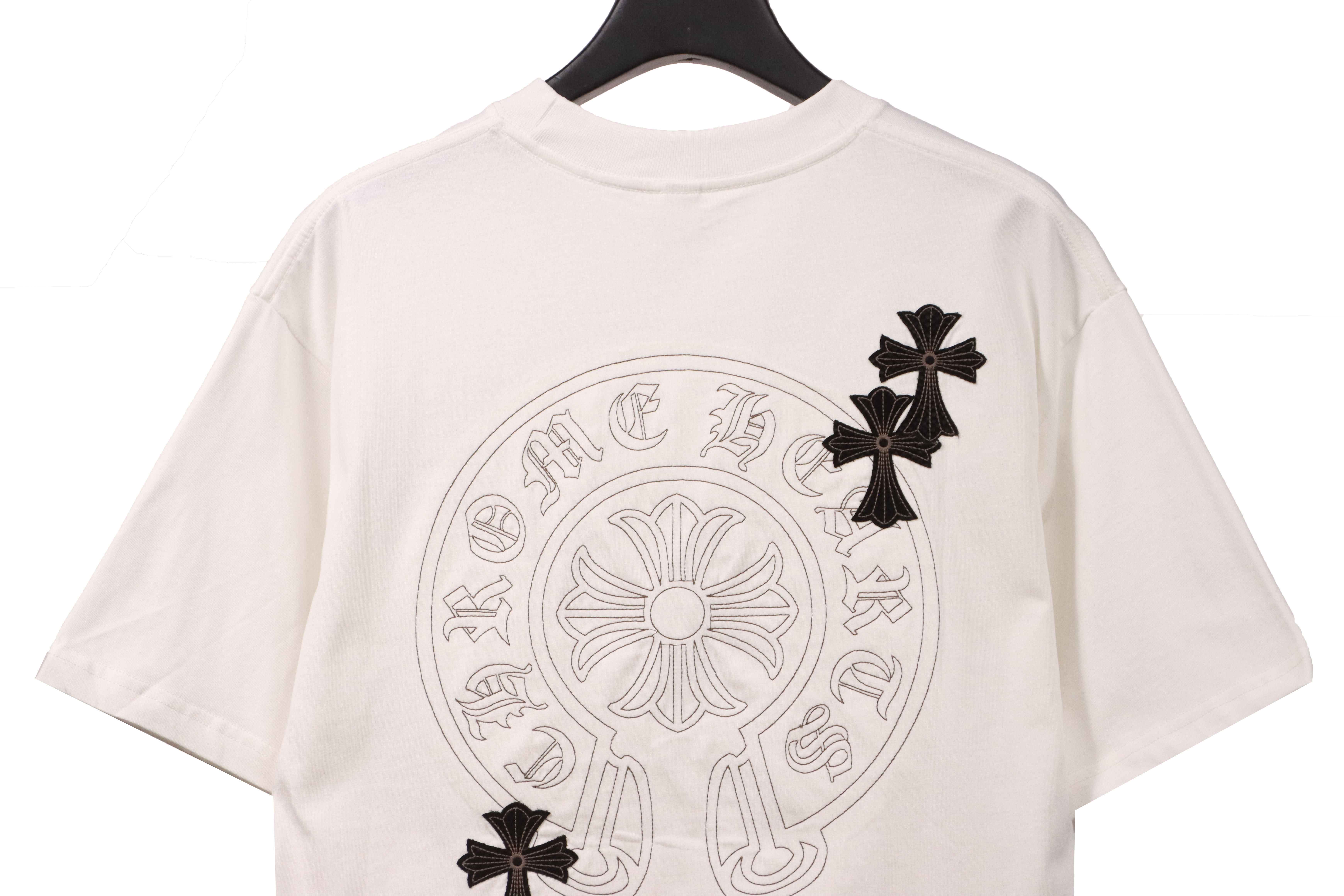 Chrome Hearts Cross Embroidered Horseshoe Patch Short Sleeve White
