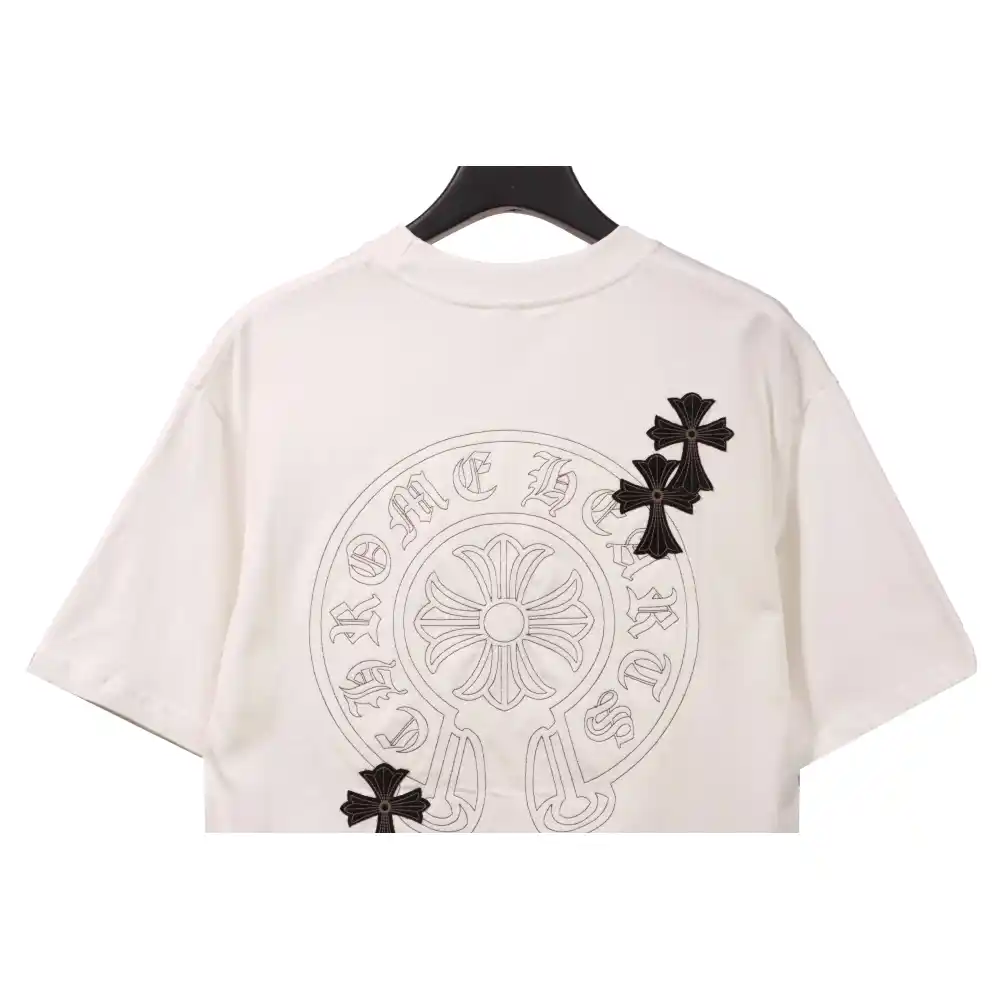 Chrome Hearts Cross Embroidered Horseshoe Patch Short Sleeve White
