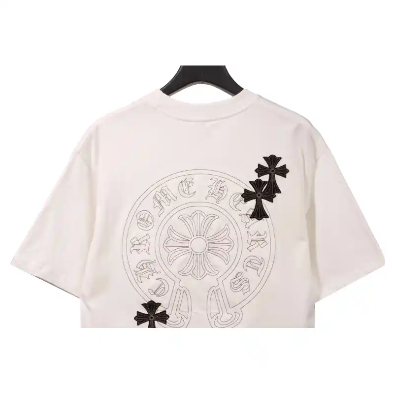 Chrome Hearts Cross Embroidered Horseshoe Patch Short Sleeve White
