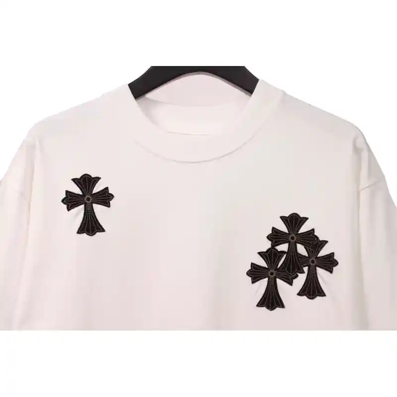 Chrome Hearts Cross Embroidered Horseshoe Patch Short Sleeve White