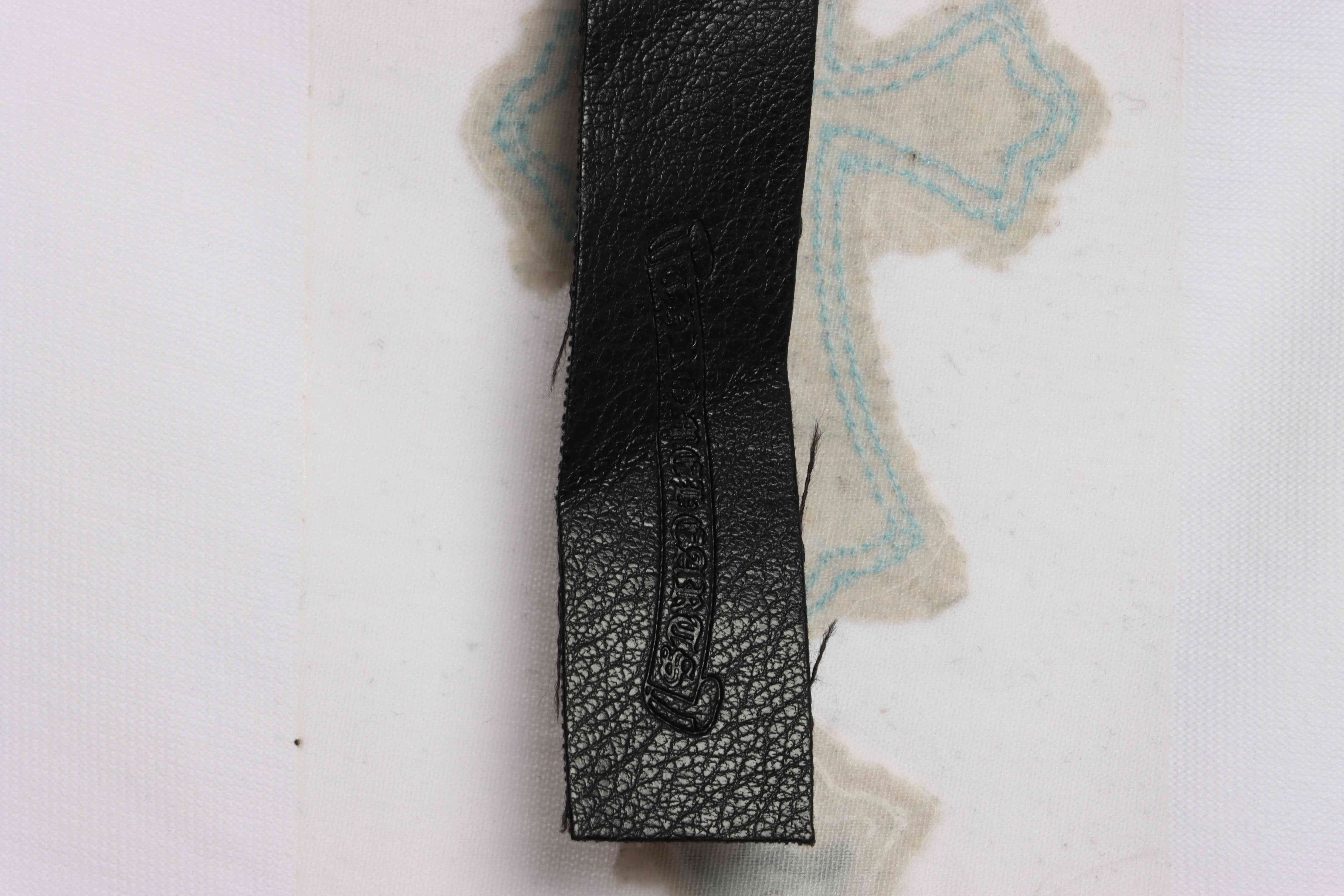 Chrome Hearts Cross Leather Silver Embroidered Sanskrit Short Sleeve White