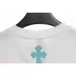 Chrome Hearts Cross Leather Silver Embroidered Sanskrit Short Sleeve White