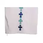 Chrome Hearts Cross Leather Silver Embroidered Sanskrit Short Sleeve White