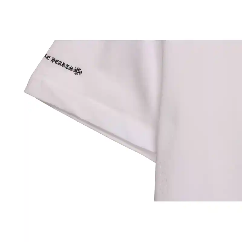 Chrome Hearts Cross Leather Silver Embroidered Sanskrit Short Sleeve White