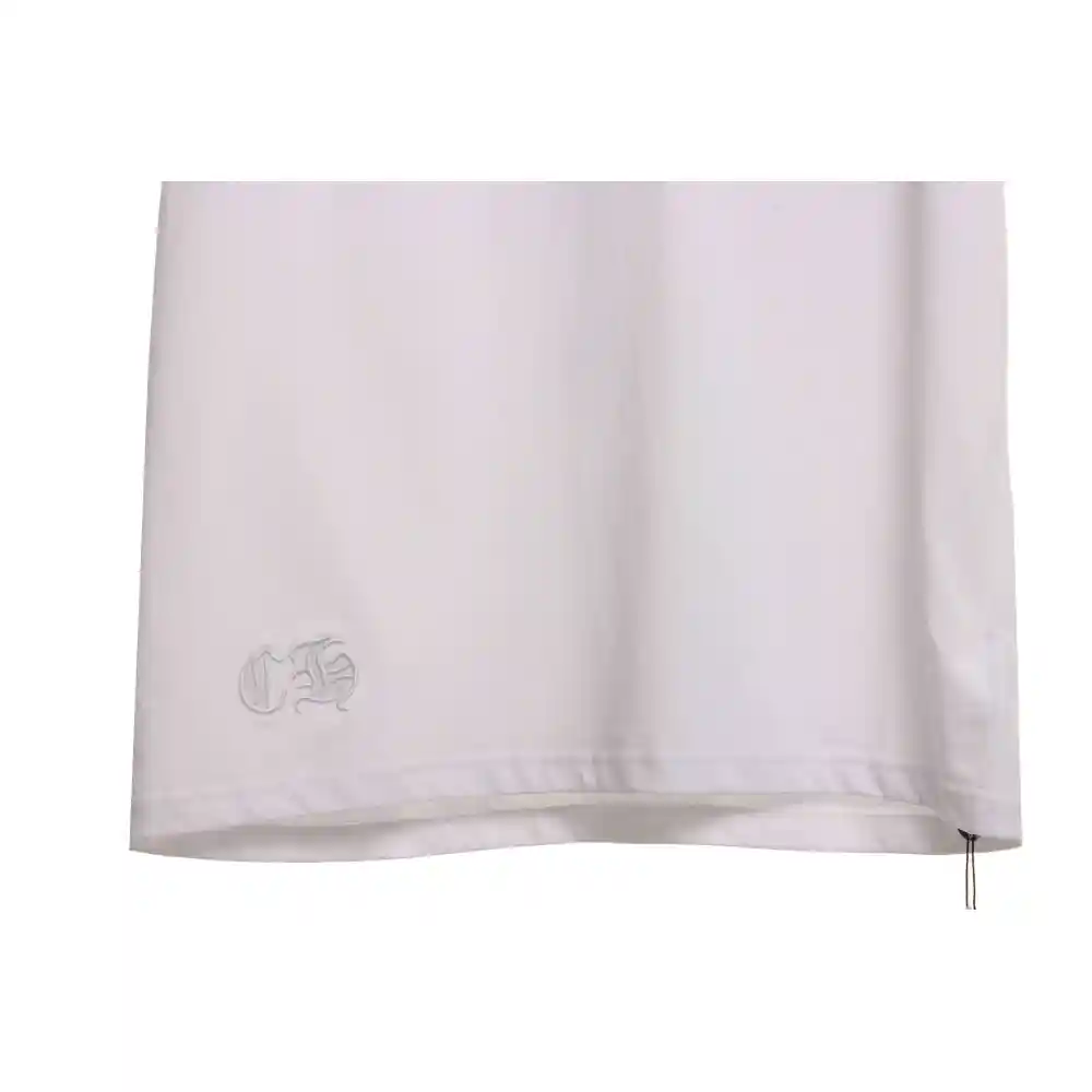 Chrome Hearts Cross Leather Silver Embroidered Sanskrit Short Sleeve White
