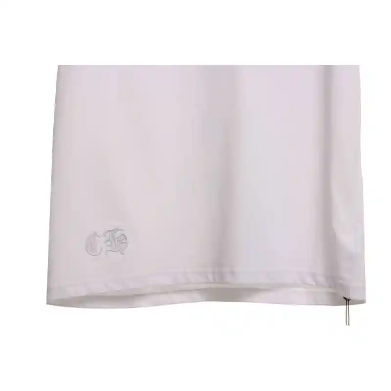 Chrome Hearts Cross Leather Silver Embroidered Sanskrit Short Sleeve White