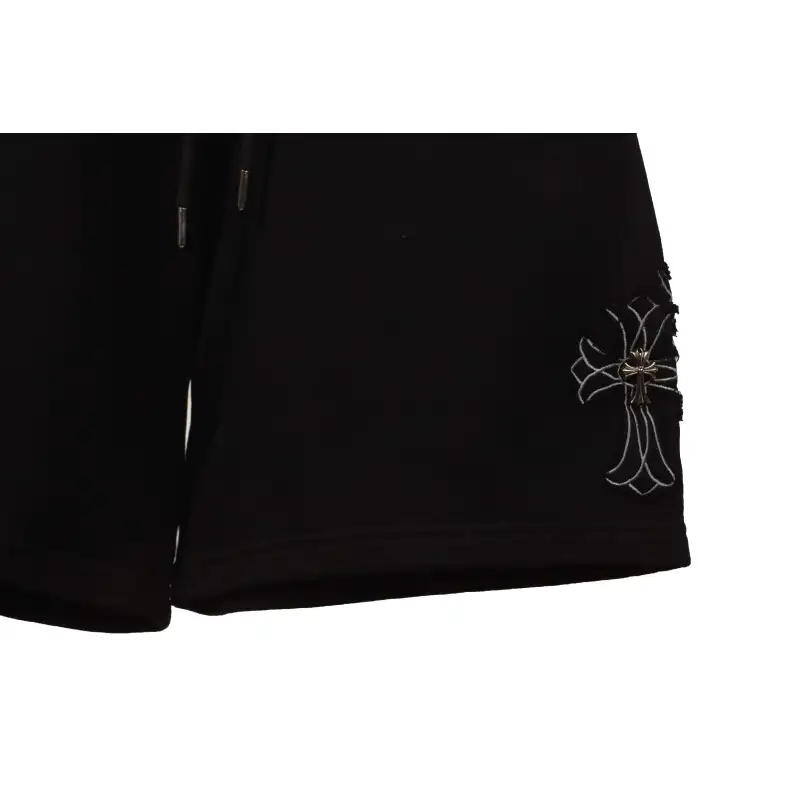 Chrome Hearts Distressed Patch Horseshoe Cross Shorts Black