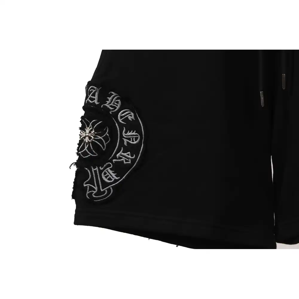 Chrome Hearts Distressed Patch Horseshoe Cross Shorts Black