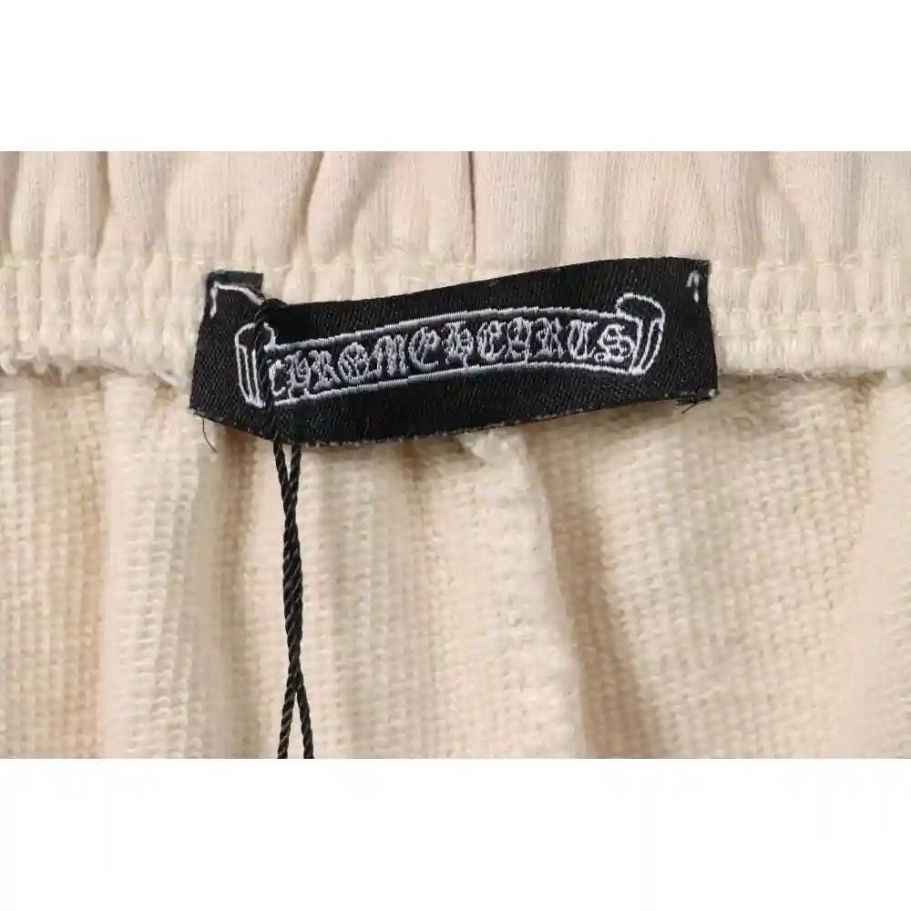 Chrome Hearts Distressed Patch Horseshoe Cross Shorts White