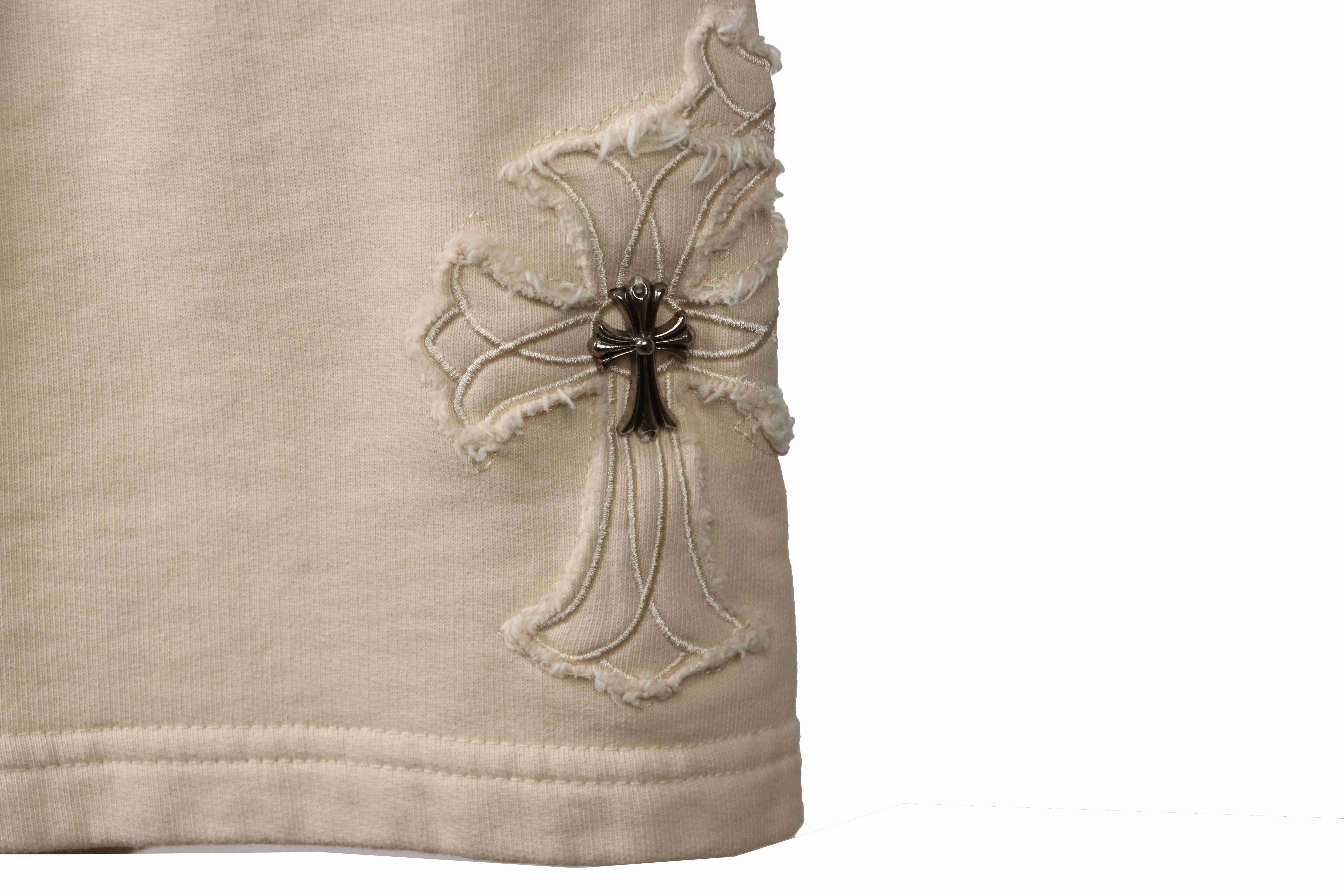 Chrome Hearts Distressed Patch Horseshoe Cross Shorts White