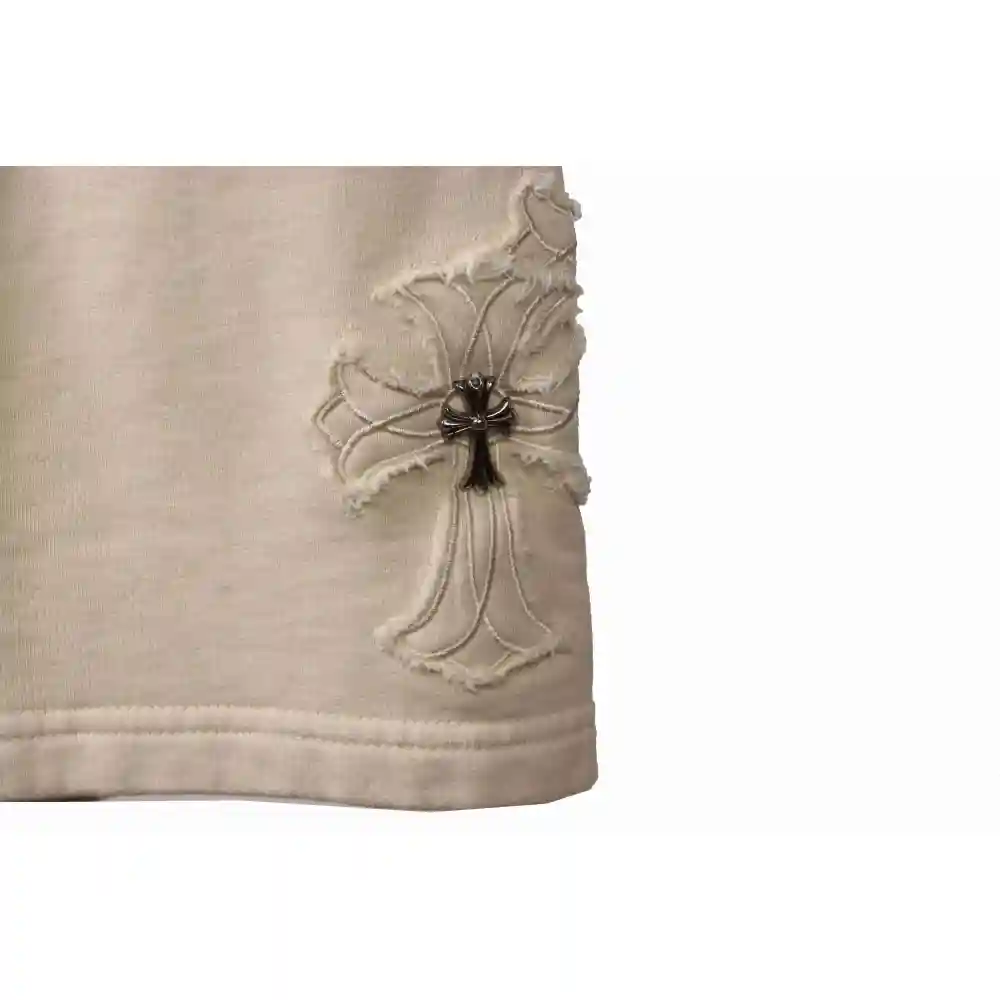Chrome Hearts Distressed Patch Horseshoe Cross Shorts White