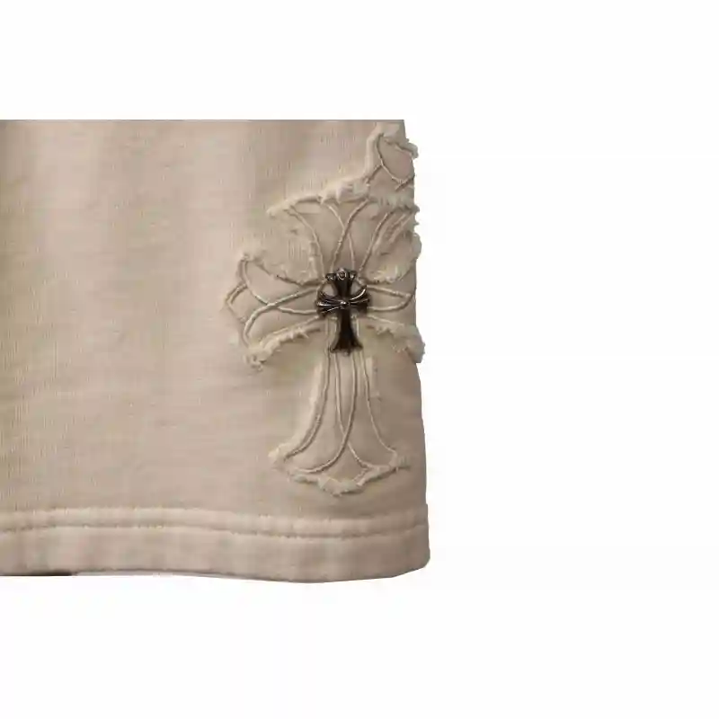 Chrome Hearts Distressed Patch Horseshoe Cross Shorts White