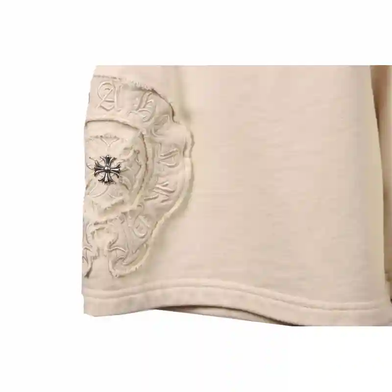 Chrome Hearts Distressed Patch Horseshoe Cross Shorts White