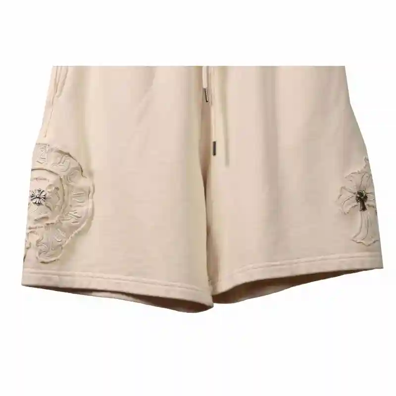 Chrome Hearts Distressed Patch Horseshoe Cross Shorts White