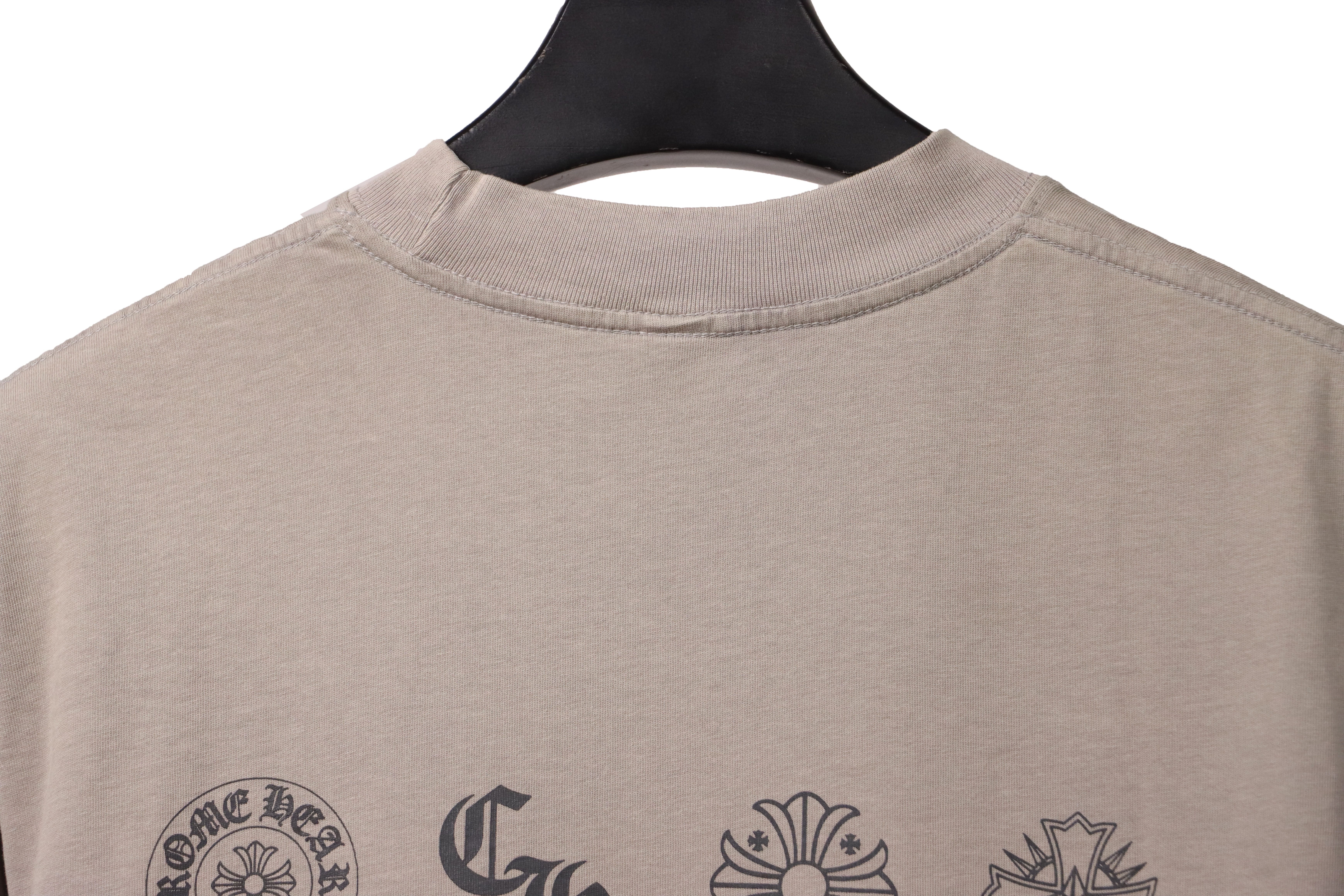 Chrome Hearts Distressed Washed Sanskrit Cross Short Sleeve Grey